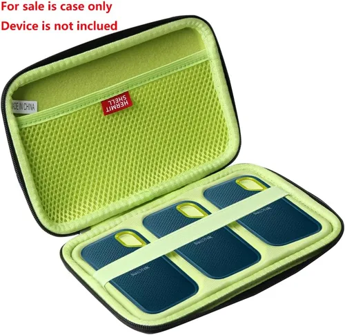 Vista 2 de Hermitshell Estuche de viaje duro para SanDisk 1TB 2TB 4TB 8TB 500GB Extreme Portable SSD (Negro+Monterey, funda para 3 discos duros)