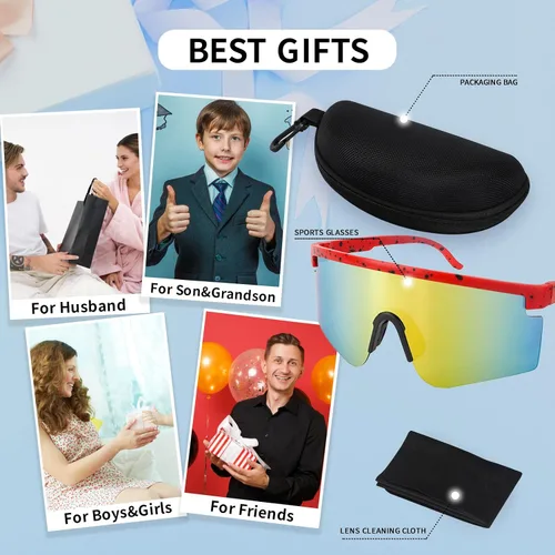 Vista 8 de Gafas de sol para hombres, mujeres, adolescentes de niños y niñas, gafas de sol deportivas de béisbol geniales para softbol, pesca, fútbol