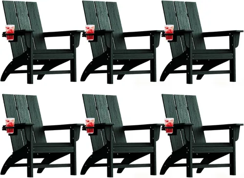 Vista 38 de Silla Adirondack moderna, sillas de patio de plástico HDPE para todo tipo de clima, silla para hoguera, sillas de césped al aire libre para terraza