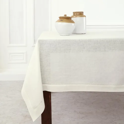 Vista 12 de Solino Home Mantel de lino blanco de 52 x 52 pulgadas, mantel cuadrado de lino 100% puro, con dobladillo clásico, lavable a máquina para verano
