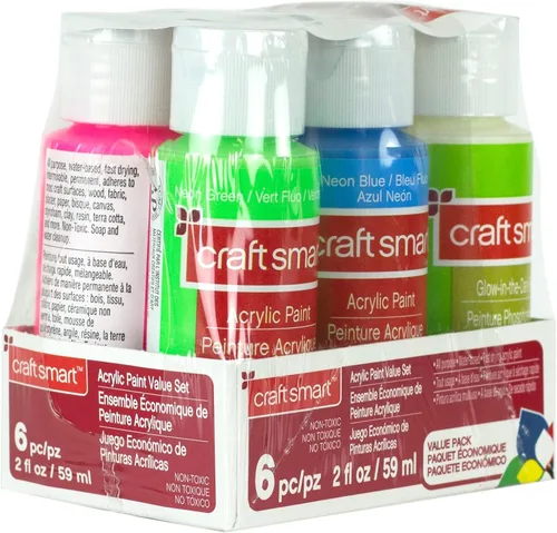 Vista 5 de Craft Smart - Juego de 6 pinturas acrílicas con brillo neón