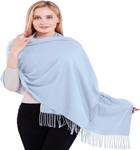 Vista 7 de CJ Apparel 100% Cashmere Shawls Shawl Scarf Wrap Stole Scarves Wraps Stoles Azul bebé