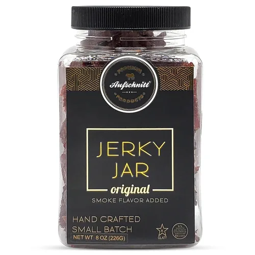 Vista 9 de Aufschnitt Meats - Tarro de carne seca de res alimentada con pasto, apto para Kosher y Keto, idea de regalo, tarro de 8 onzas, barbacoa