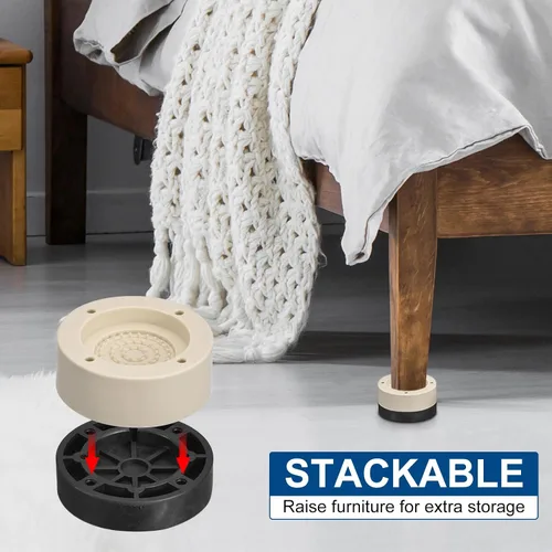Vista 5 de uxcell Juego de 4 elevadores redondos para muebles, altura de 1.38 pulgadas, elevadores de cama ajustables para marco de cama, mesa, escritorio