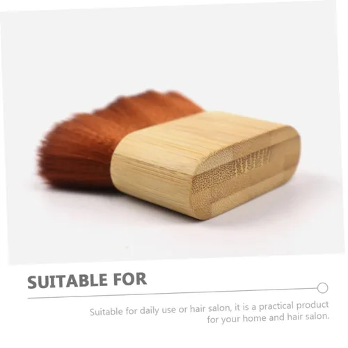Vista 3 de FOMIYES Cepillo de cerdas flexibles, plumero de pelo para peluqueros peluquero, cepillo de depilación, plumero de cuello, mango de bambú