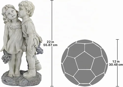 Vista 7 de Jóvenes novios: estatua de jardín de niños besando