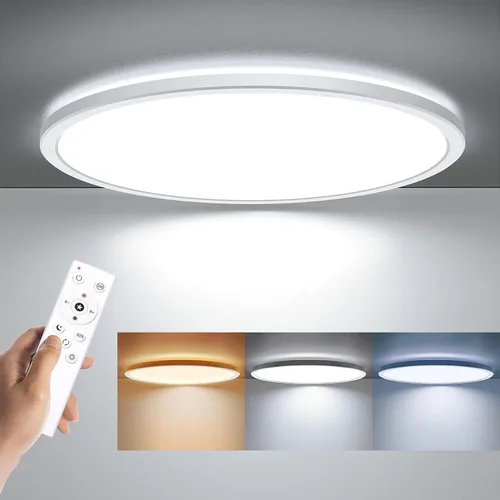 Vista 12 de BLNAN Lámpara de techo LED regulable con control remoto, 12 pulgadas, 3000 K-6500 K, color de luz ajustable, moderna lámpara de techo ultrafina