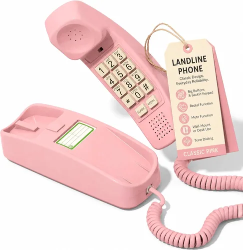 Vista 13 de iSoHo - Teléfono con cable de botón grande para personas mayores, teléfono fijo fácil de usar con teclado iluminado, auricular ergonómico y sin Negro