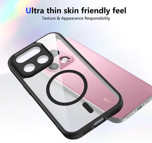 Vista 106 de Funda magnética transparente compatible con Xiaomi 17T, color negro 2 en 1 PC + TPU cubierta de teléfono a prueba de golpes, carcasa protectora