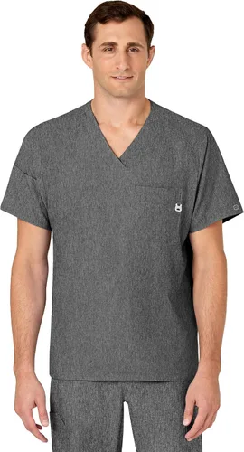 Vista 16 de WonderWink W123 6355 - Camiseta de manga corta para hombre Camiseta médica con cuello en V de 4 bolsillos, hecha para funcionar, ajustar, tela Negro