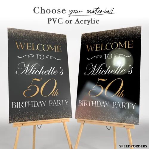 Vista 3 de Cartel personalizado para fiesta de bienvenida de 50 aniversario, 50 cumpleaños, 23.6 x 17.7 in, 35.8 x 23.6 in, 18.9 x 14.2 in, cartel