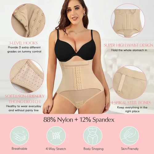 Vista 2 de MERYOSZ Bragas de control de abdomen para mujer, tanga moldeadora, levantador de glúteos, faja adelgazante, cintura alta, moldeador de cuerpo, ropa