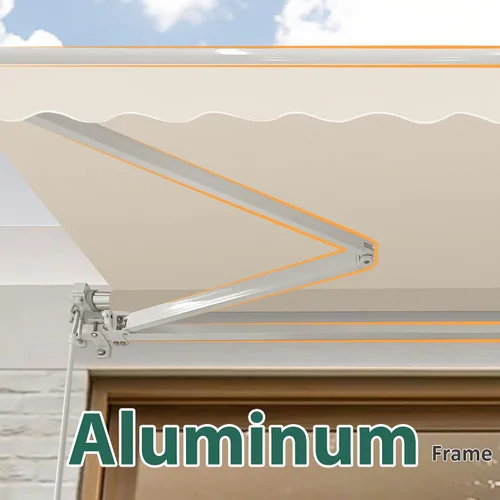 Vista 7 de MCombo Toldo de patio de 8 x 7 pies para toldos retráctiles manuales (blanco hueso, 8 x 7 pies) Aluminum Frame; 280g/m² Polyester Fabric; Fabric