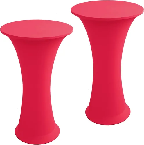 Vista 7 de Mantel Redondo Elástico de Spandex para Cóctel, Paquete de 2, 24"x43" Cubierta de Mesa Ajustada Highboy Elástica, Mantel Redondo de Cóctel para Mesa