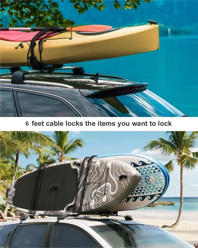 Vista 7 de NDakte Candado para Bicicleta, Candado de Cable Recto Extra Largo (1.83m a 8.23m) con Combinación Reseteable, Diseño Único Masculino Estrecho