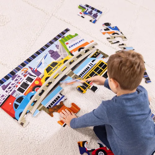 Vista 6 de Melissa & Doug Traffic Jam Rompecabezas jumbo (24 piezas, 2 x 3 pies de largo)