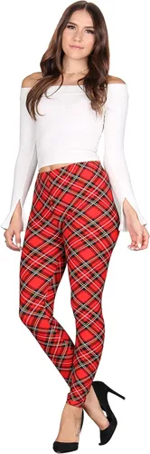 Vista 10 de Lildy - Leggings súper suaves lisas e impresas para mujer, elásticas sin transparencias Rayas negras y rojas/paquete de dos negras
