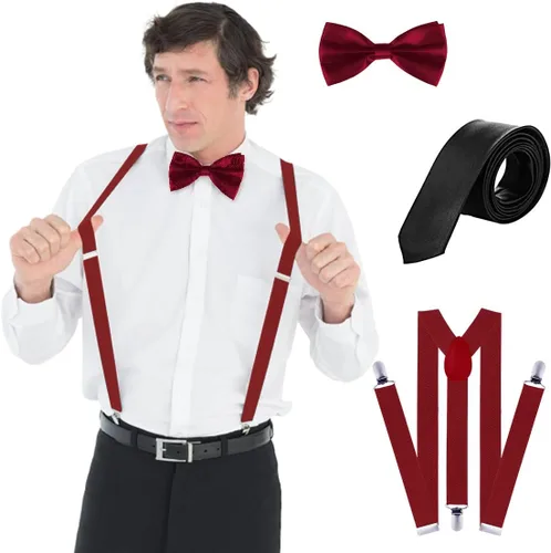 Vista 4 de WILDPARTY Disfraz de los años 20 para hombre, accesorios de disfraz de Gatsby de la mafia para hombres, gorra plana para hombre para fiesta