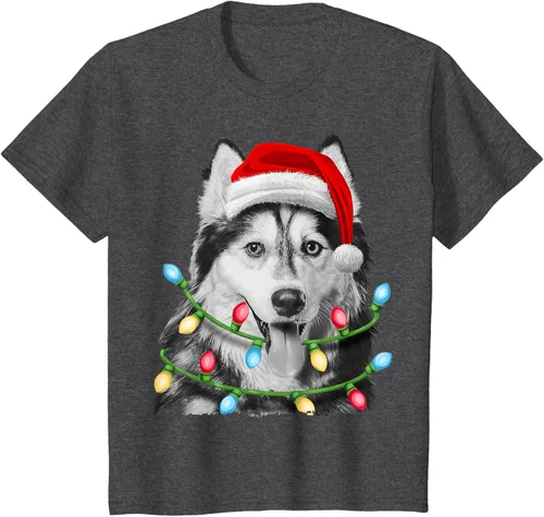 Vista 22 de Camiseta para niños con diseño de hachís siberiano con luces de árbol de Navidad Negro