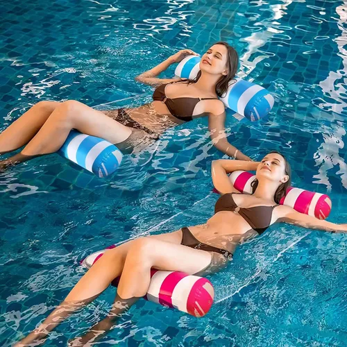 Vista 7 de Paquete de 4 flotadores de piscina de agua XL mejorados, 4 en 1 (hamaca, sillín, silla de estar, flotador) Flotador multiusos para piscina de agua