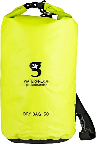 Vista 8 de geckobrands Bolsa seca de lona – Bolsa impermeable de PVC con mosquetón para almacenamiento seguro, para canotaje, kayak, camping Gris