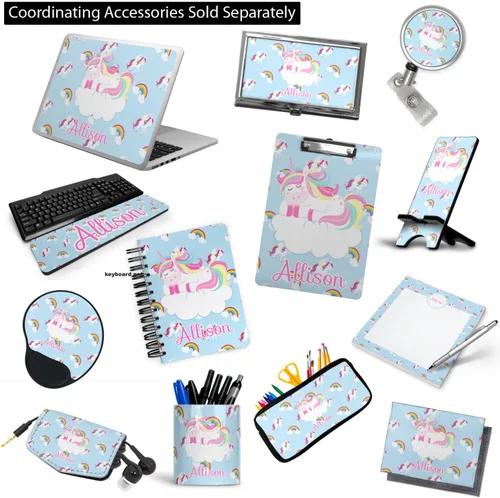 Vista 6 de Carpeta personalizada de 3 anillos de arcoíris y unicornios - 1 pulgada