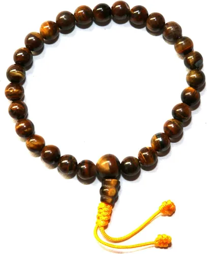 Vista 2 de Mala de muñeca budista de piedra de ojo de tigre, 0.315 pulgadas (21 cuentas)