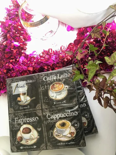 Vista 4 de Servilletas de café de 20 unidades, servilletas de papel decorativas en blanco y negro para decoupage, servilletas de papel de otoño, servilletas