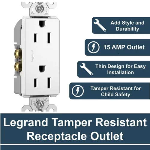 Vista 6 de Legrand - Pass & Seymour Radiant GFCI Outlet con puertos USB y toma de pared (1 unidad)