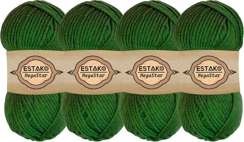Vista 23 de Estako Megastar, 3.52 Oz (100g) de hilo de acrílico 75% y lana 25%, suave, peso grueso voluminoso #5 para crochet y tejer 120 yardas (110m)