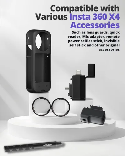 Vista 3 de Funda protectora de silicona para Insta 360 X4/X5 con tapa de lente, protector de pantalla para accesorios Insta 360 X4, kit de accesorios