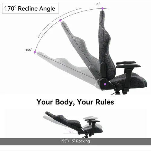 Vista 9 de Silla para juegos con reposabrazos ajustables 4D, reclinable de 170° y capacidad de 320 libras, silla ergonómica de computadora de respaldo alto