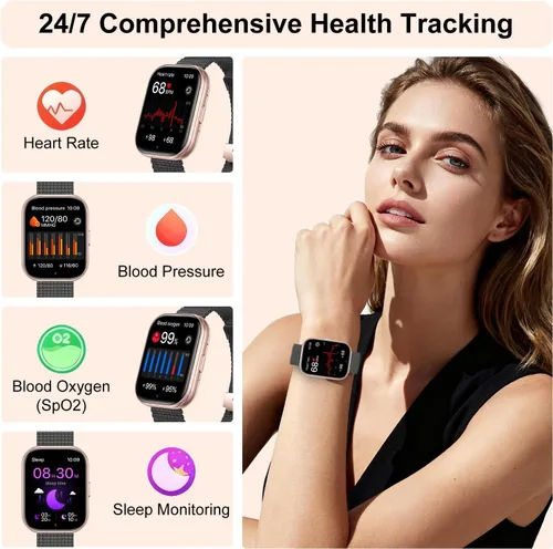 Vista 3 de Relojes inteligentes para mujeres y hombres, reloj inteligente con pantalla HD de 1.75 pulgadas, contestar/hacer llamadas para Android iOS