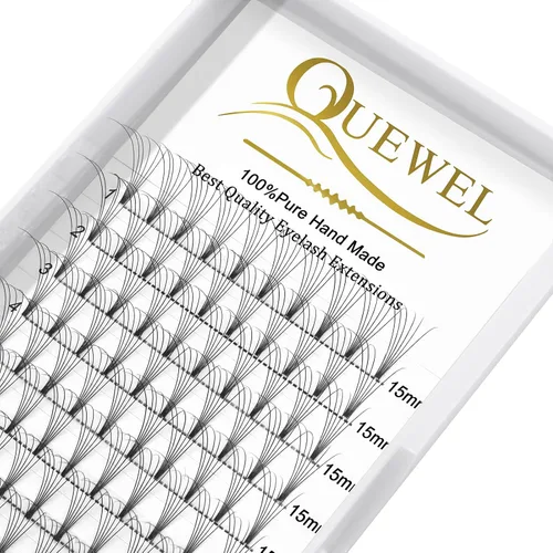 Vista 75 de QUEWEL Extensiones de Pestañas Prehechas en Ventilador, Extensiones de Pestañas Prehechas 3D de 0.07mm de Grosor, Rizado C, 8mm de Volumen