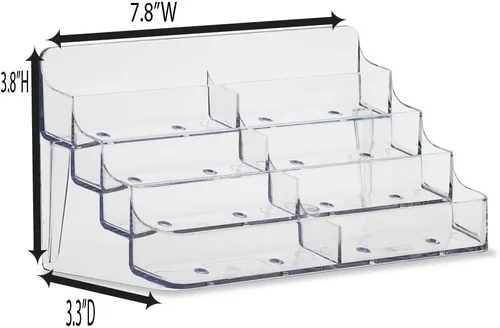 Vista 6 de Soporte de escritorio para tarjetas de presentación de bolsillo en acrílico transparente con 8 espacios Source One (BC-8P).