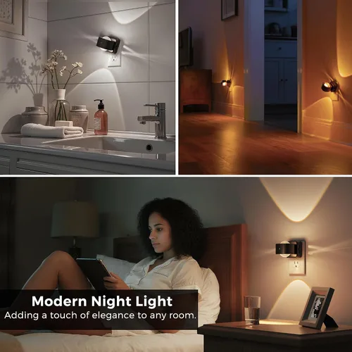 Vista 7 de L LOHAS LED Proyector de luz nocturna, luces nocturnas enchufables a la pared, 2000 K/3000 K/5000 K, luz nocturna de temperatura de color ajustable