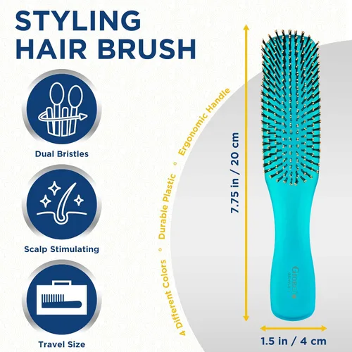 Vista 2 de Giorgio Gentle Blue Neon - Cepillo para el cabello de tamaño completo, 7.75 pulgadas, hombres, mujeres y niños, cepillo desenredante, masajeador