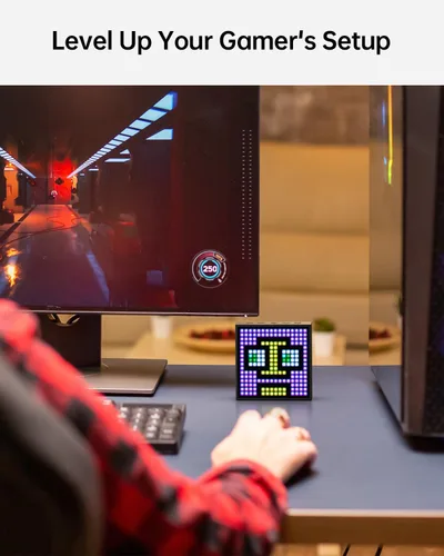 Vista 8 de Divoom TimeBox Evo - Pixel Art Bluetooth Speaker with 16x16 LED Display APP Control - Cool Animation Frame & Gaming Room Setup & Bedside Alarm