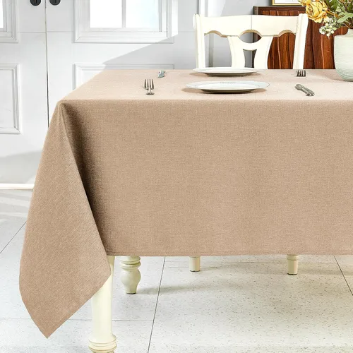 Vista 24 de IVAPUPU Mantel de Lino Texturizado para Mesa Rectangular - Mantel de Tela Impermeable Rectangular Sin Arrugas Limpiable Cubierta de Comedor