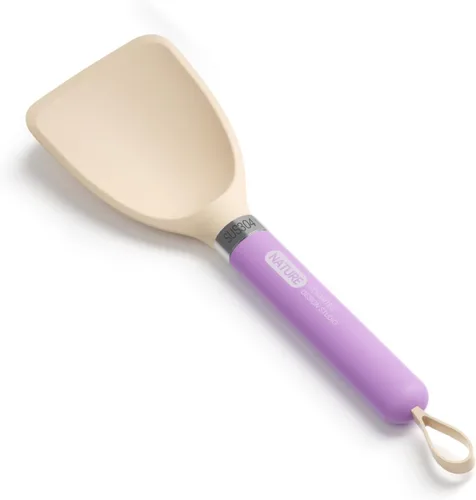 Vista 4 de Espátula pequeña de silicona para cocinar girador flexible con núcleo interior sólido y mango de nailon resistente al calor, espátula ideal