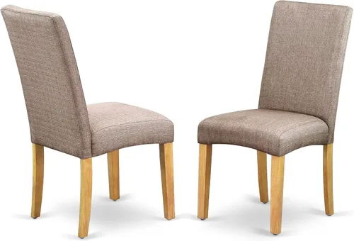 Vista 4 de East West Furniture ANDR5-OAK-16 - Juego de comedor de 5 piezas que incluye una mesa de cocina redonda con pedestal y 4 sillas Parson tapizadas