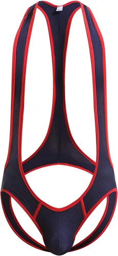 Vista 8 de Leotardo de malla para hombre MWrestling Singlet Body Negro