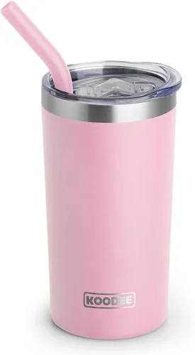 Vista 17 de koodee Vaso térmico con popote de 12 oz delgado de acero inoxidable de doble pared al vacío para mujer, sin sudor (blanco)