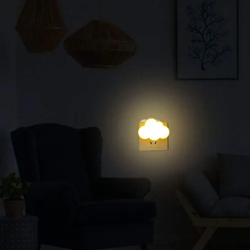 Vista 3 de AUSAYE Paquete de 2 luces LED de noche enchufables, luz nocturna de nube, mini luces nocturnas bonitas para adultos y niños Base amarilla