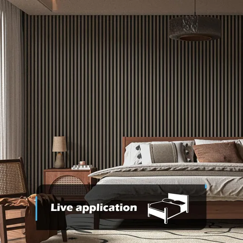 Vista 2 de Art3d Paquete de 2 paneles acústicos de madera de 48 x 24 pulgadas para pared, paneles de listones de madera insonorizados para pared y techo