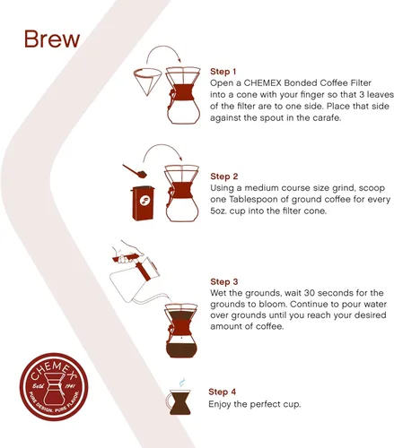 Vista 4 de Cafetera de vidrio para verter Chemex - Serie Clásica - 8 tazas - Embalaje exclusivo Cafetera de goteo manual, vidrio de borosilicato no poroso