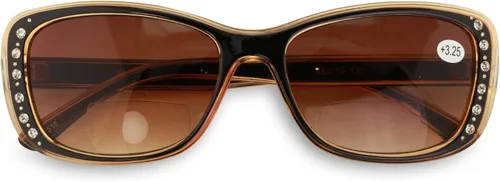 Vista 5 de Gafas de sol de lectura bifocales para mujer, lentes de lectura translúcidas de moda con diamantes de imitación