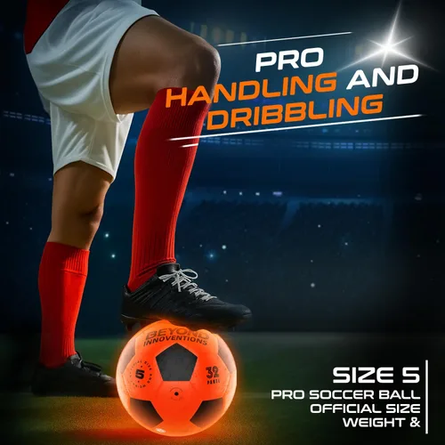 Vista 5 de Balón de fútbol iluminado, regalos de fútbol para niños y niñas de 8 a 15 años de edad, que brilla en la oscuridad, talla 5 Ideas geniales