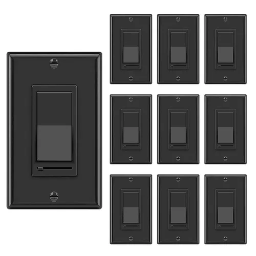 Vista 16 de BESTTEN Paquete de 2 interruptores de luz de pared con atenuador de almendra, compatible con LED regulable, CFL, bombilla incandescente y halógena