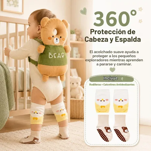Vista 2 de Mochila protectora de cabeza para andador de bebé, mochila ajustable para protección de cabeza de bebé (estilo R)